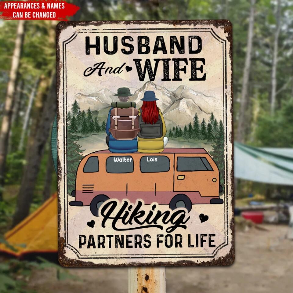 Husband And Wife Hiking Partners For Life - Personalized T-shirt, Gift For Hiking Lover