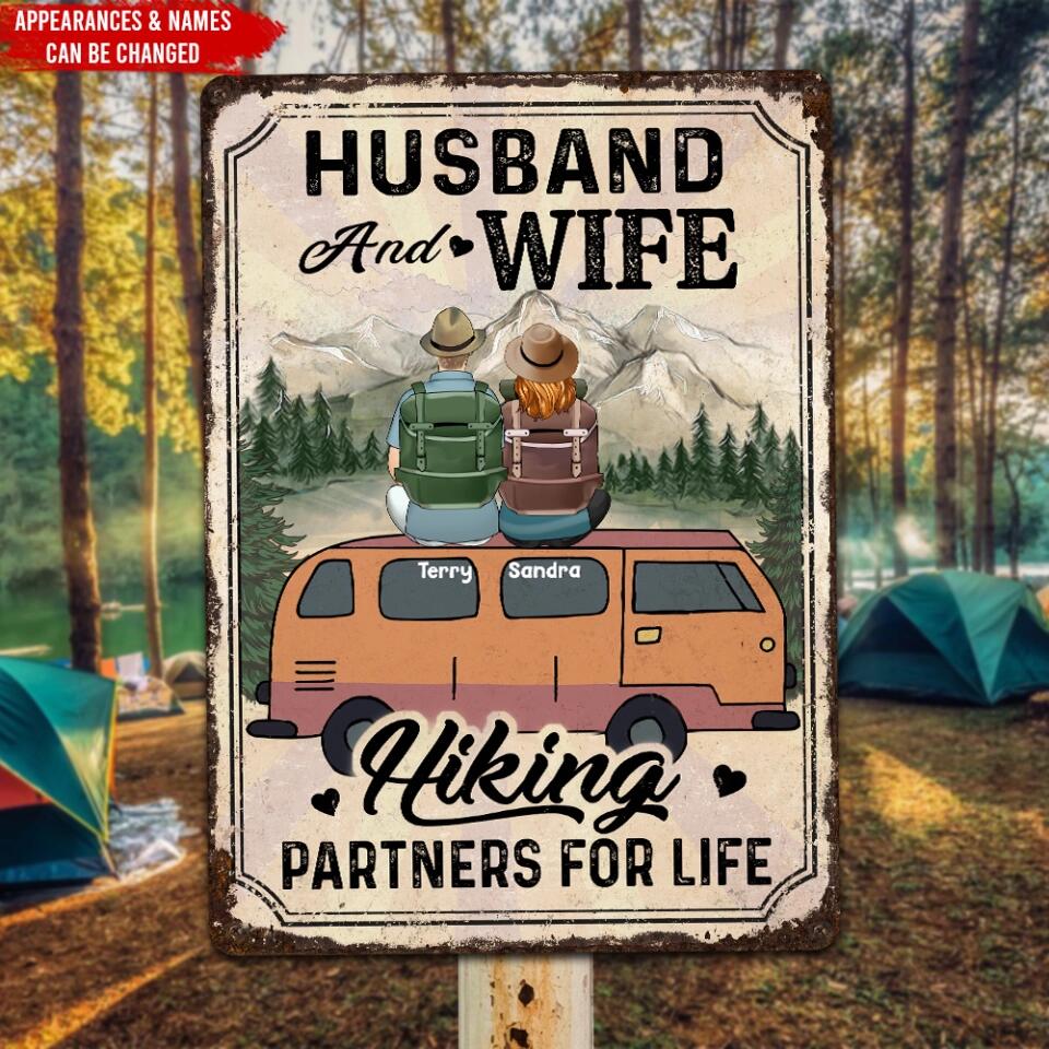 Husband And Wife Hiking Partners For Life - Personalized T-shirt, Gift For Hiking Lover