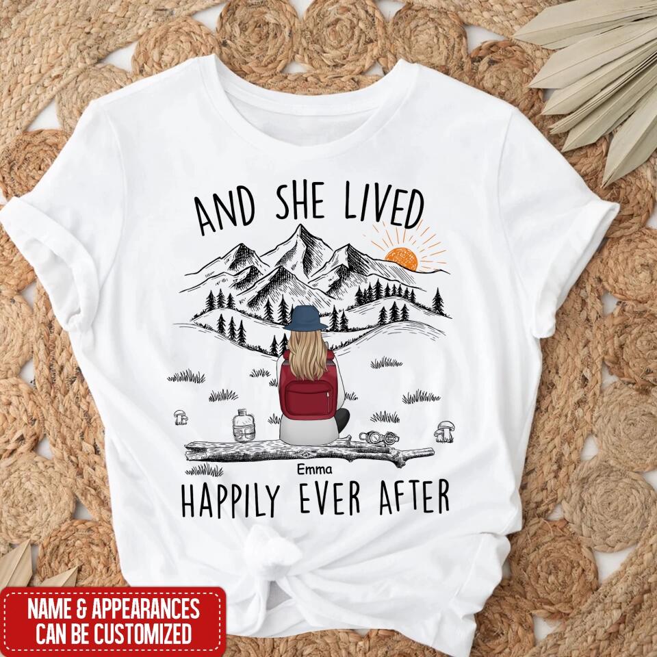 And She Lived Happily Ever After - Personalized T-shirt, Gift For Hiking Lover