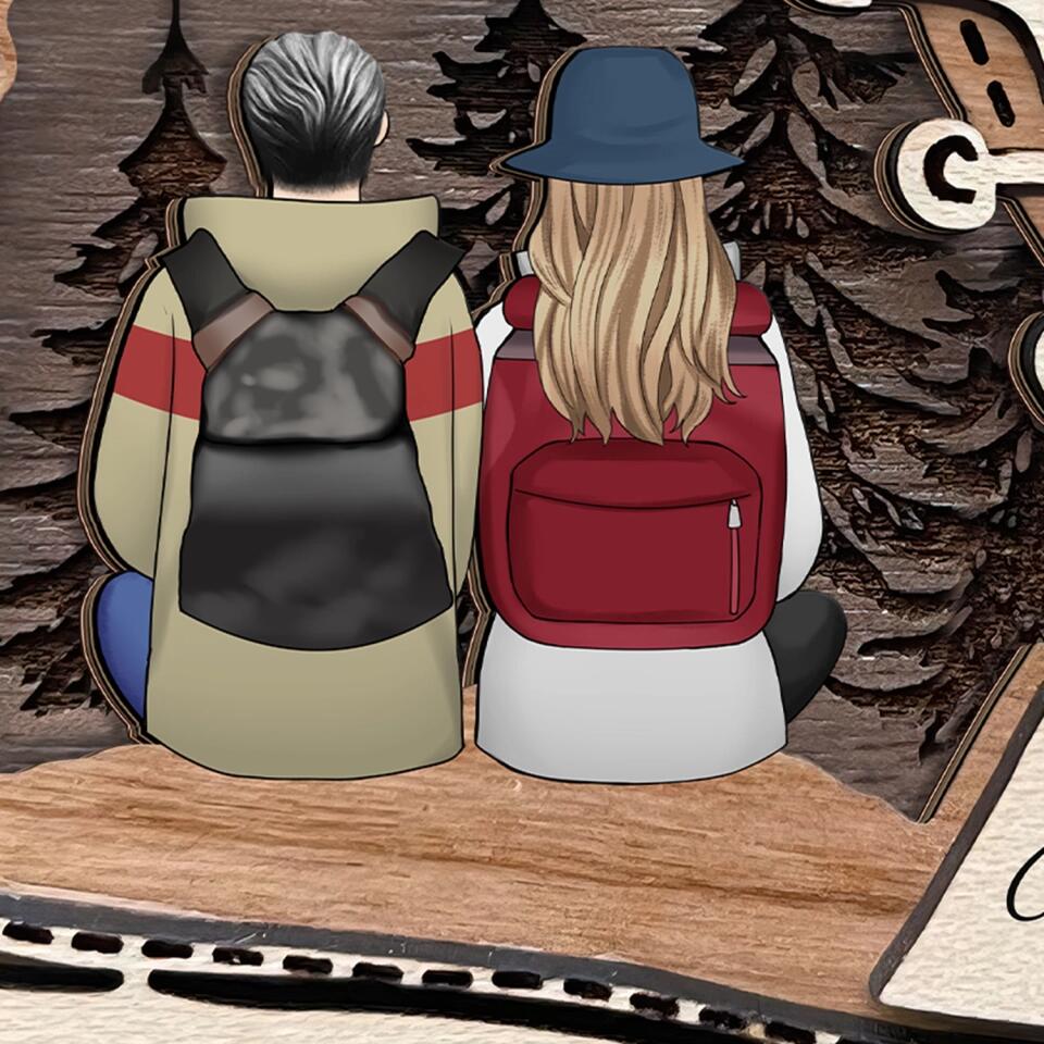 Personalized Hiking Boot Wooden Sign - Hiking Gift Decor - Hike Adventure Sign - Personalized Couple Hiking 2 Layer Sign