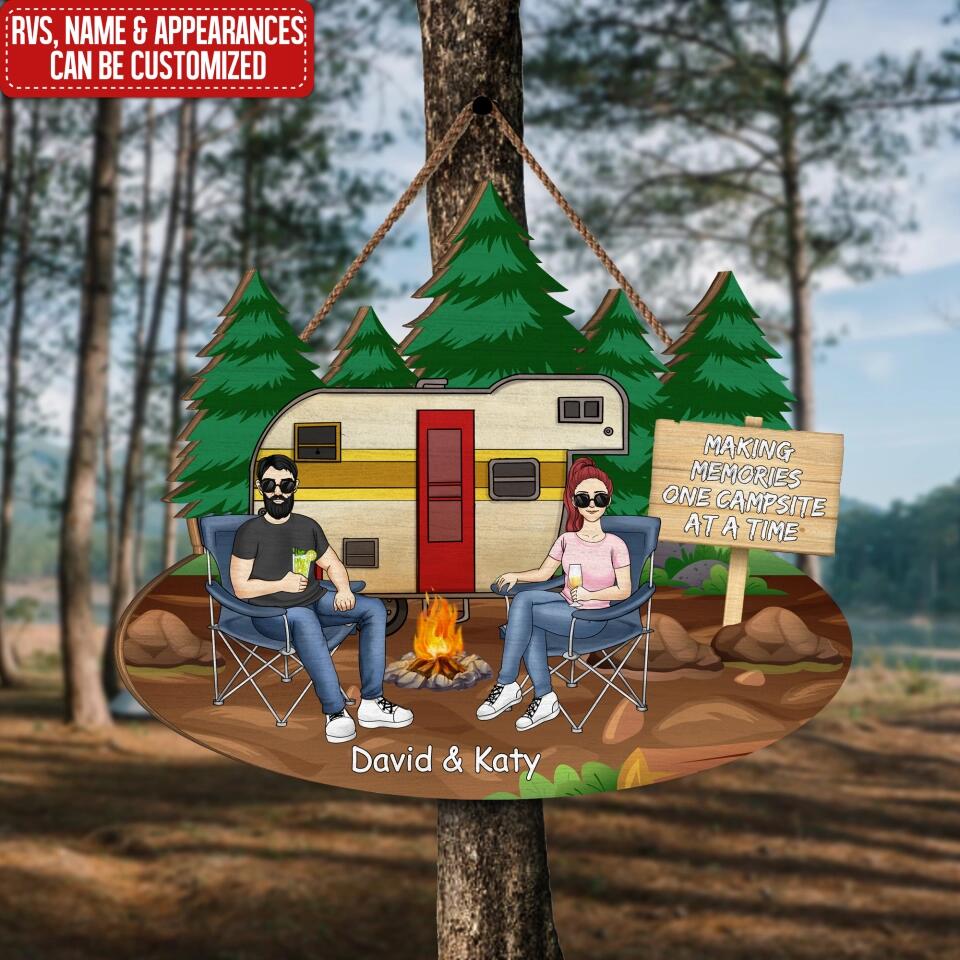 Making Memories On Campsite At A Time - Personalized Door Sign, Gift For Camping Lover