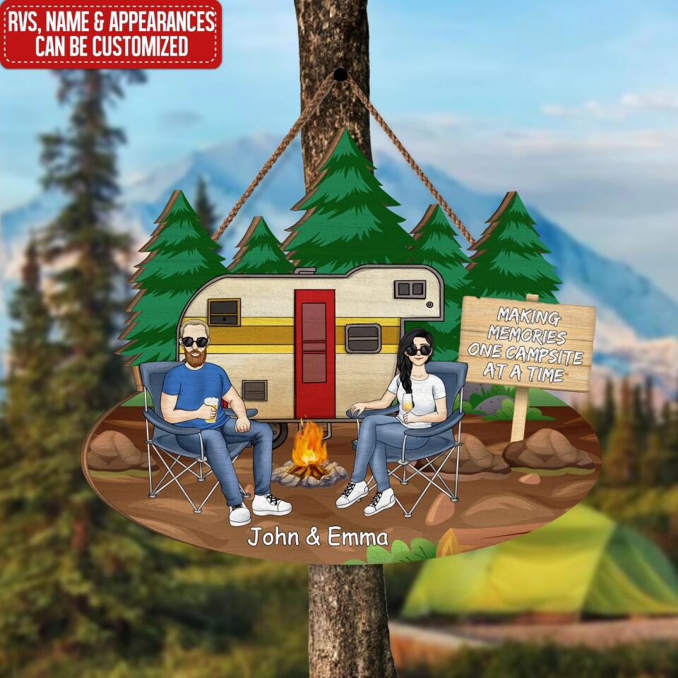 Making Memories On Campsite At A Time - Personalized Door Sign, Gift For Camping Lover