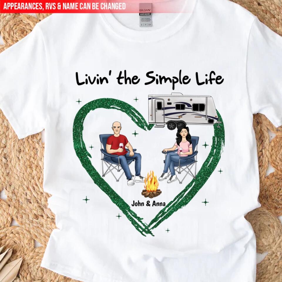 Living The Simple Life - Personalized Camping Shirt - Happy Camper - Camping Life - Valentine Shirt - Valentine Gift