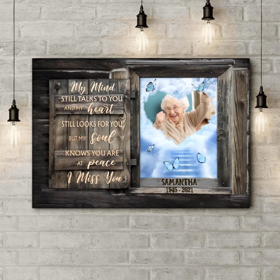 My Mind Still Talks To You - Sympathy Gift - Personalized Sympathy Canvas - Memorial Gift - Memorial Gift For Loss Of Father & Mother