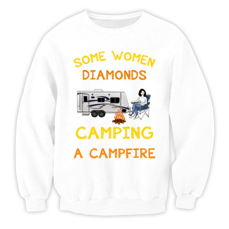 Some Women Love Diamonds But I Love Camping And The Smell Of A Campfire - Personalized Camping Shirt - Friends Shirt