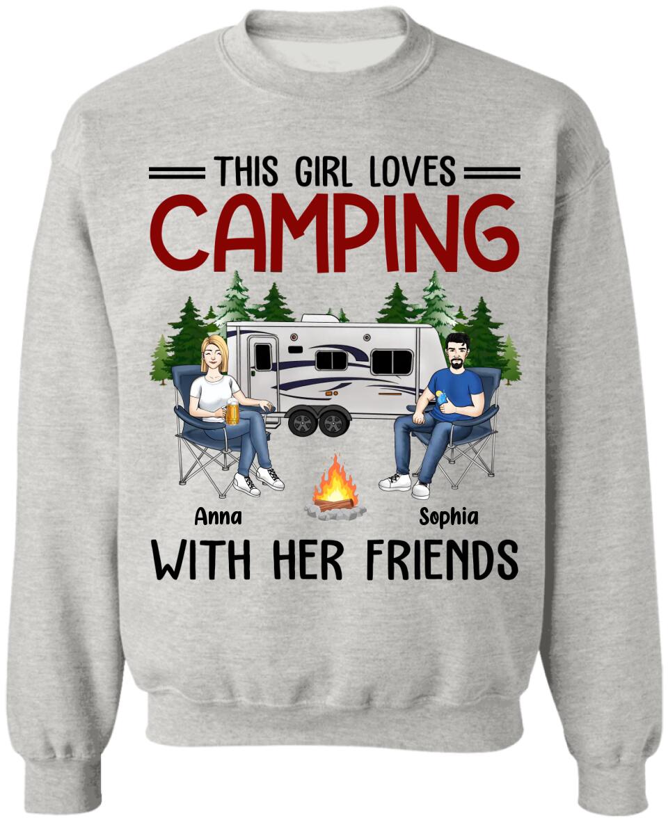 This Girl Loves Camping With Her Friends - Personalized Camping Shirt - Happy Camper - Camping Life - Friends Shirt