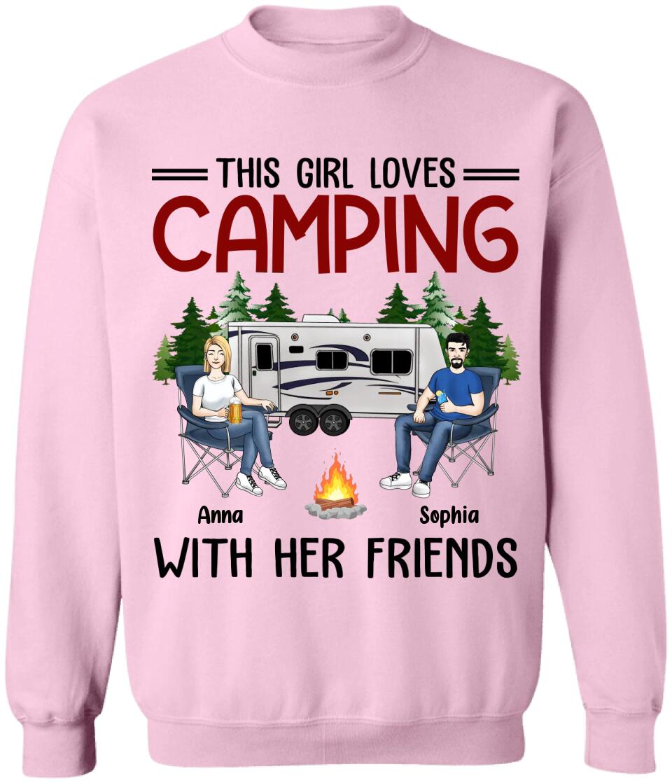 This Girl Loves Camping With Her Friends - Personalized Camping Shirt - Happy Camper - Camping Life - Friends Shirt