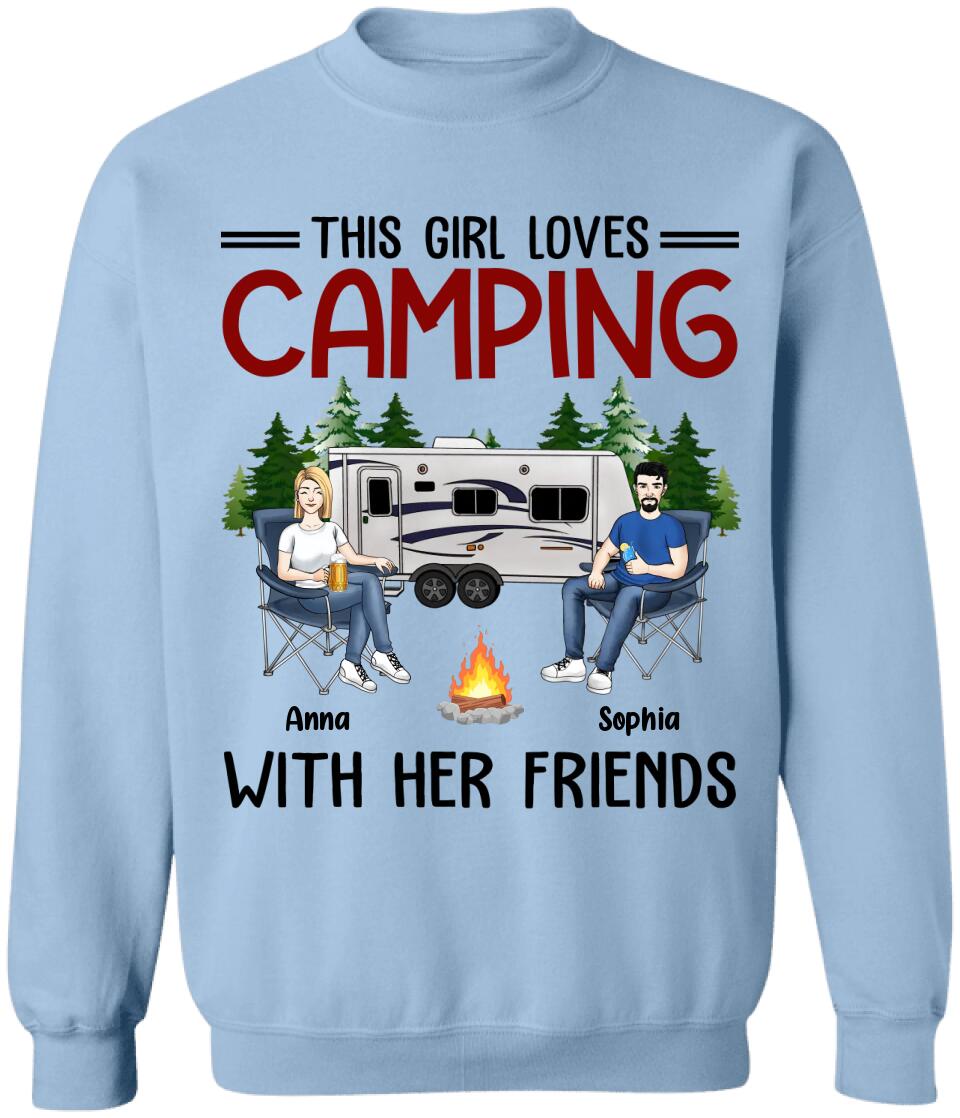 This Girl Loves Camping With Her Friends - Personalized Camping Shirt - Happy Camper - Camping Life - Friends Shirt