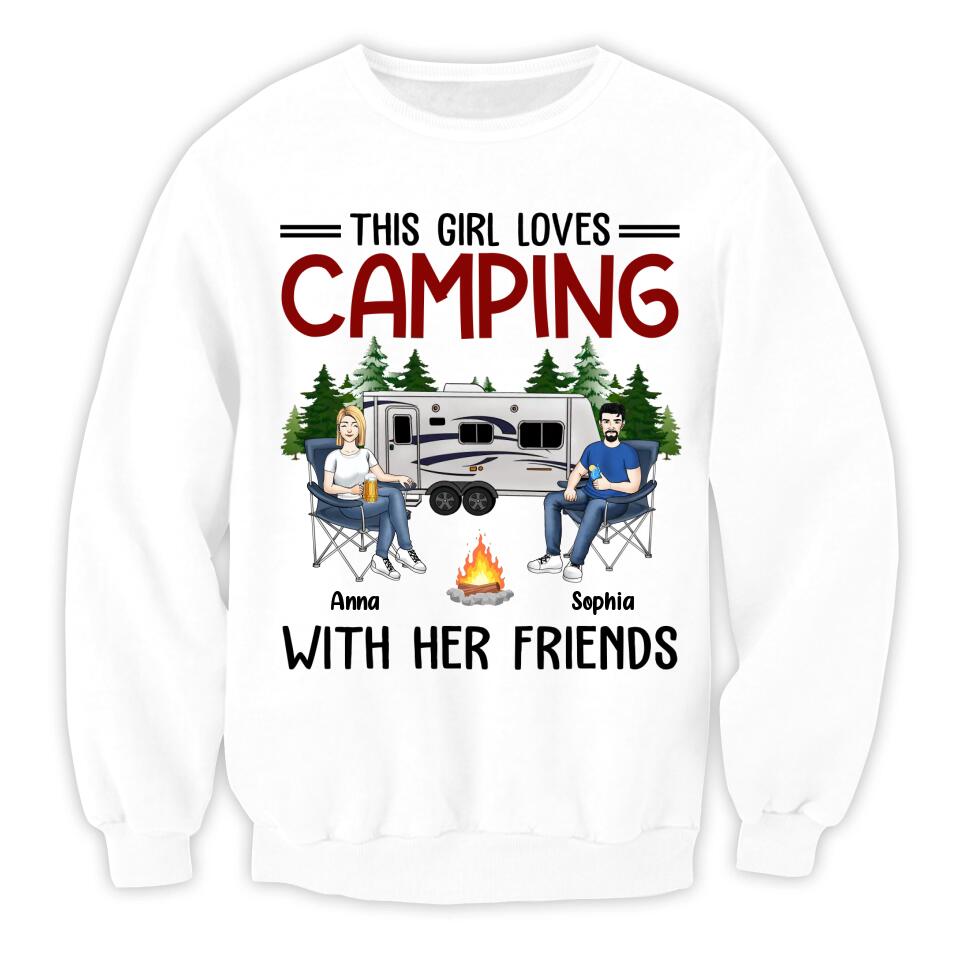 This Girl Loves Camping With Her Friends - Personalized Camping Shirt - Happy Camper - Camping Life - Friends Shirt