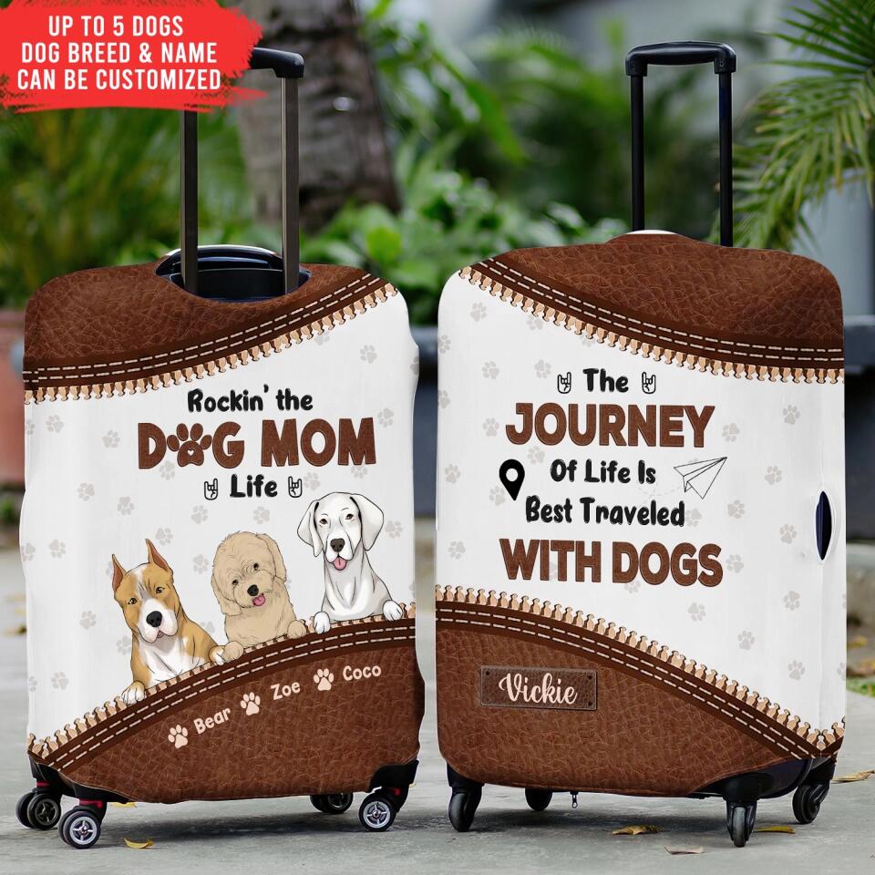 Rockin' The Dog Mom Life - Personalized Luggage Cover, Gift For Dog Lover