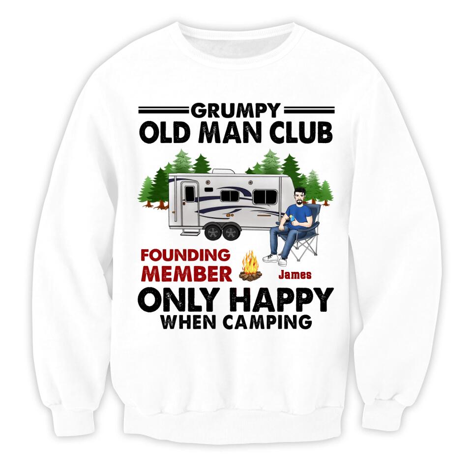 Grumpy Old Man Club Only Happy When Camping - Personalized Camping Shirt - Camping Friends - Camping Life - Camper Gift