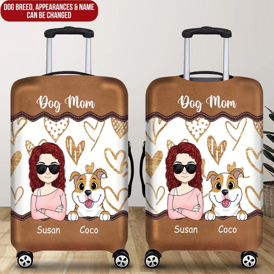 Personalized Dog Mom Luggage Cover - Personalized Luggage Cover - Dog Lovers Gift
