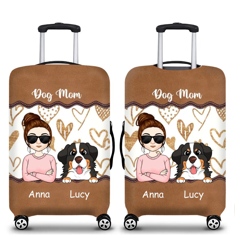 Personalized Dog Mom Luggage Cover - Personalized Luggage Cover - Dog Lovers Gift