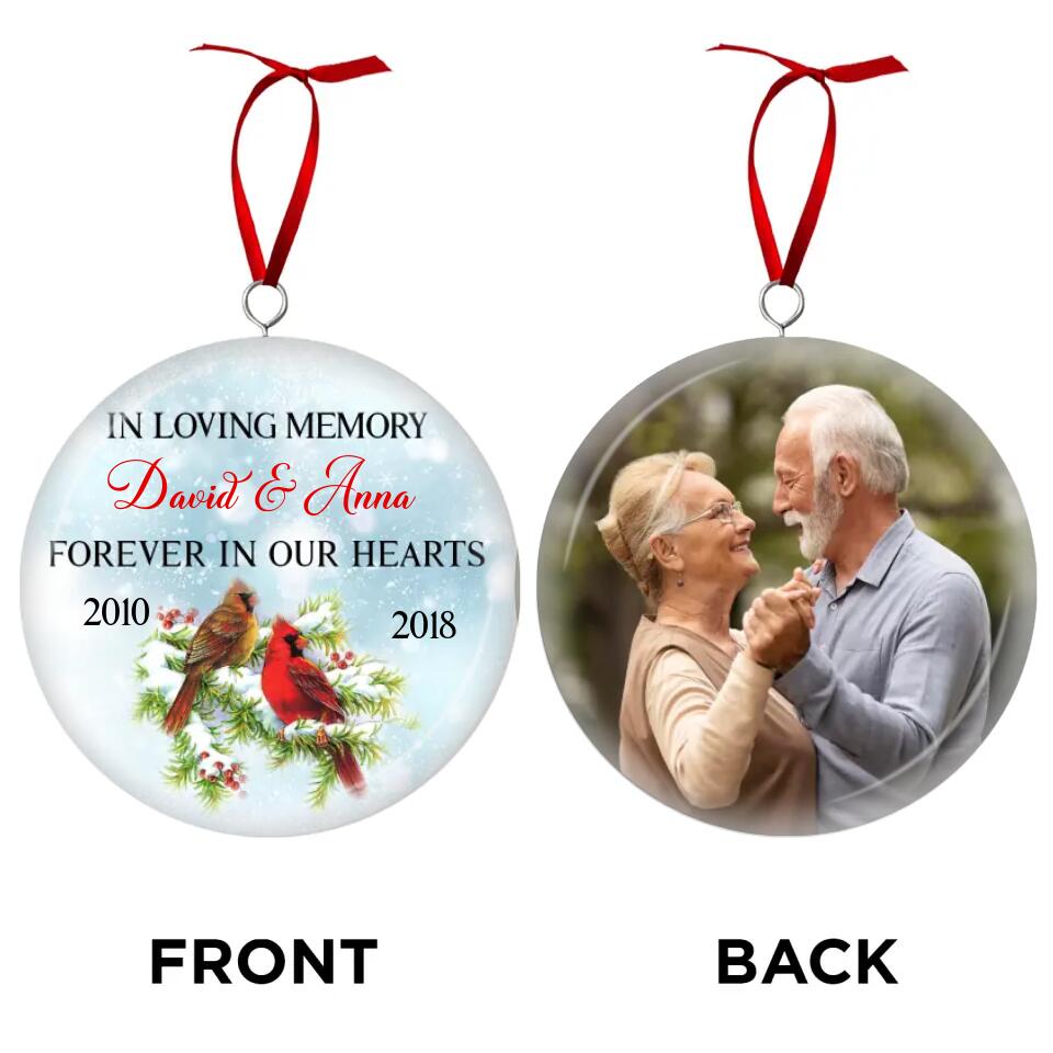 n  Loving Memory Forever  In Our Hearts - Personalized  Metal  Round Ornament