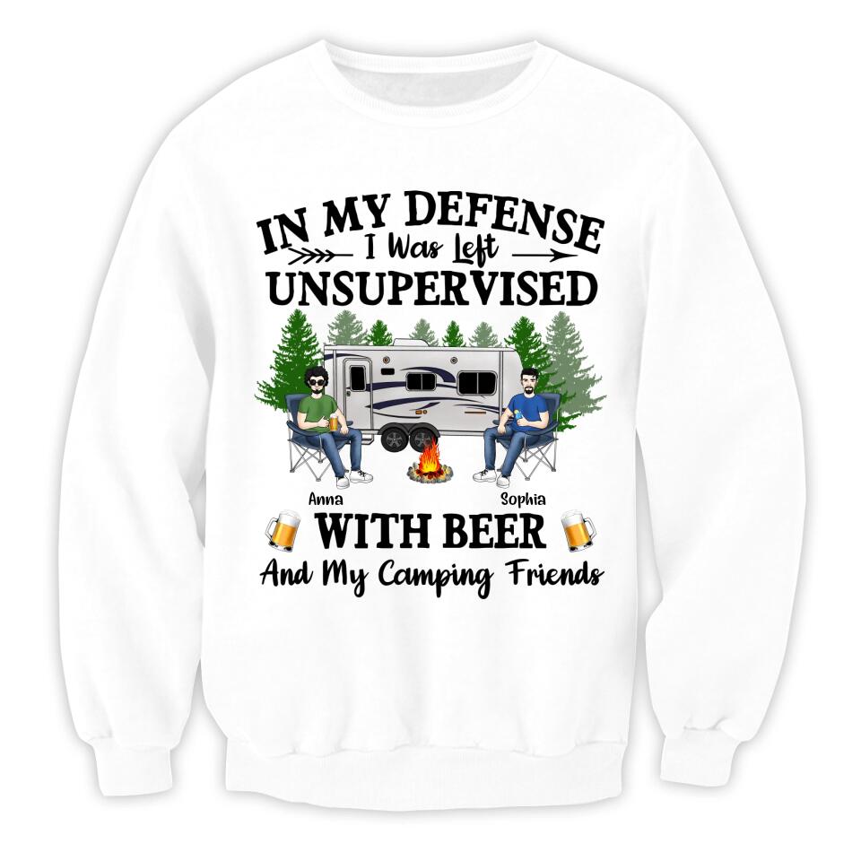 In My Defense I Was Left Unsupervised - Personalized Camping Shirt - Camping Gift - Friend Shirt - Camping Life