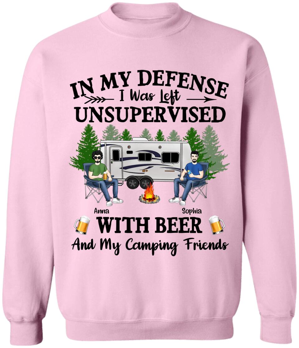 In My Defense I Was Left Unsupervised - Personalized Camping Shirt - Camping Gift - Friend Shirt - Camping Life