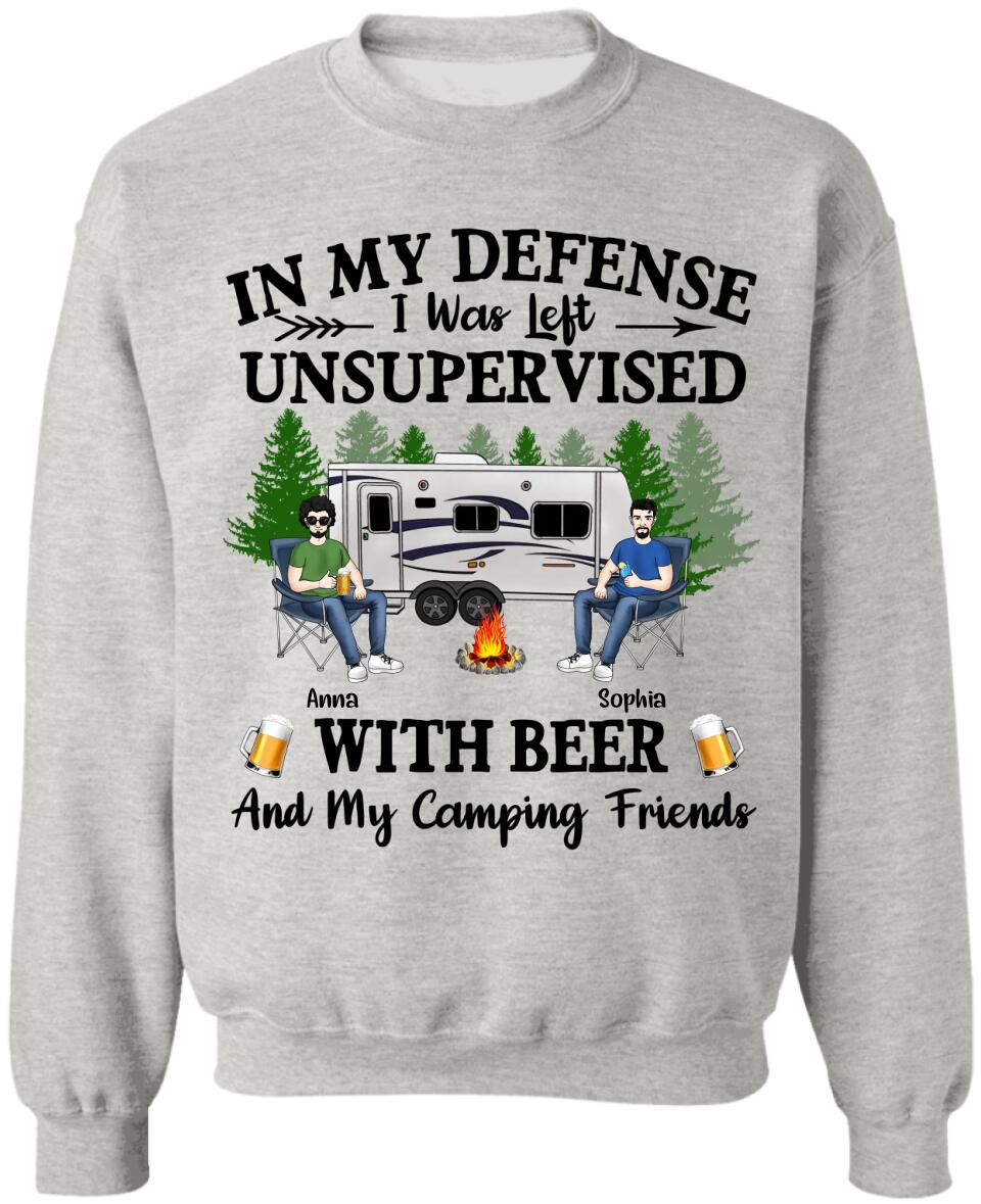 In My Defense I Was Left Unsupervised - Personalized Camping Shirt - Camping Gift - Friend Shirt - Camping Life