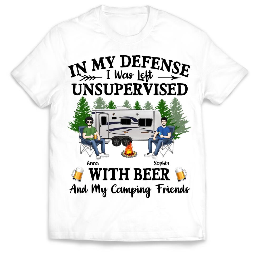 In My Defense I Was Left Unsupervised - Personalized Camping Shirt - Camping Gift - Friend Shirt - Camping Life