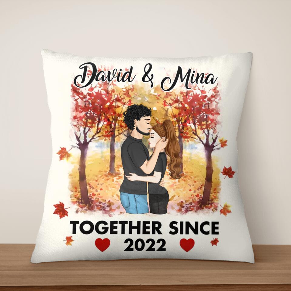 Personalized Couple Fall Together Since Pillow, Custom Couple Valentine Pillow Gift, Couple Pillow, Gift For Her, Him, Wife, Husband