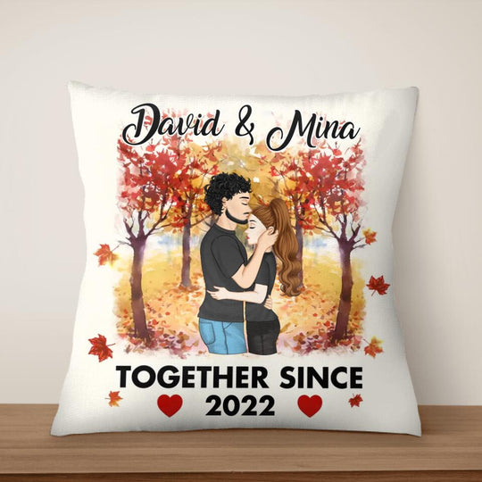 Personalized Couple Fall Together Since Pillow, Custom Couple Valentine Pillow Gift, Couple Pillow, Gift For Her, Him, Wife, Husband