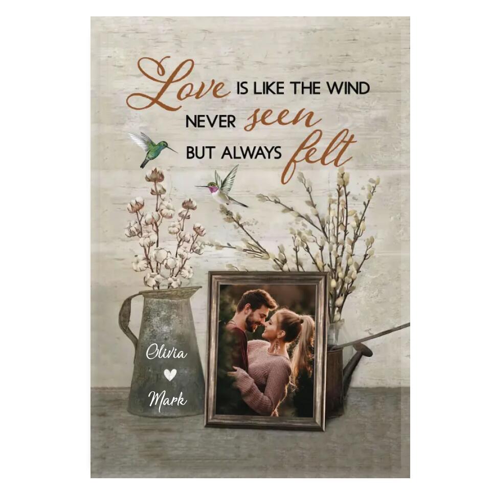 Love Is The Wind Never Seen But Always Felt - Personalized Couple Canvas Print - Couple Canvas Wall Art - Wall Decor for Couples Bedroom
