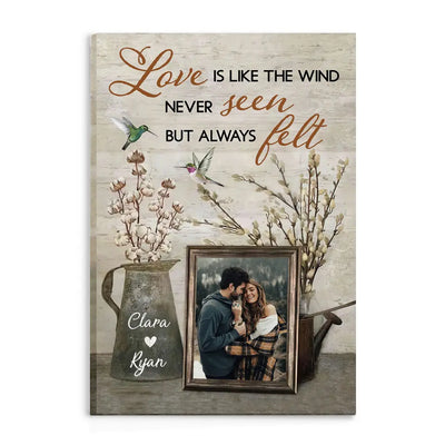 Love Is The Wind Never Seen But Always Felt - Personalized Couple Canvas Print - Couple Canvas Wall Art - Wall Decor for Couples Bedroom