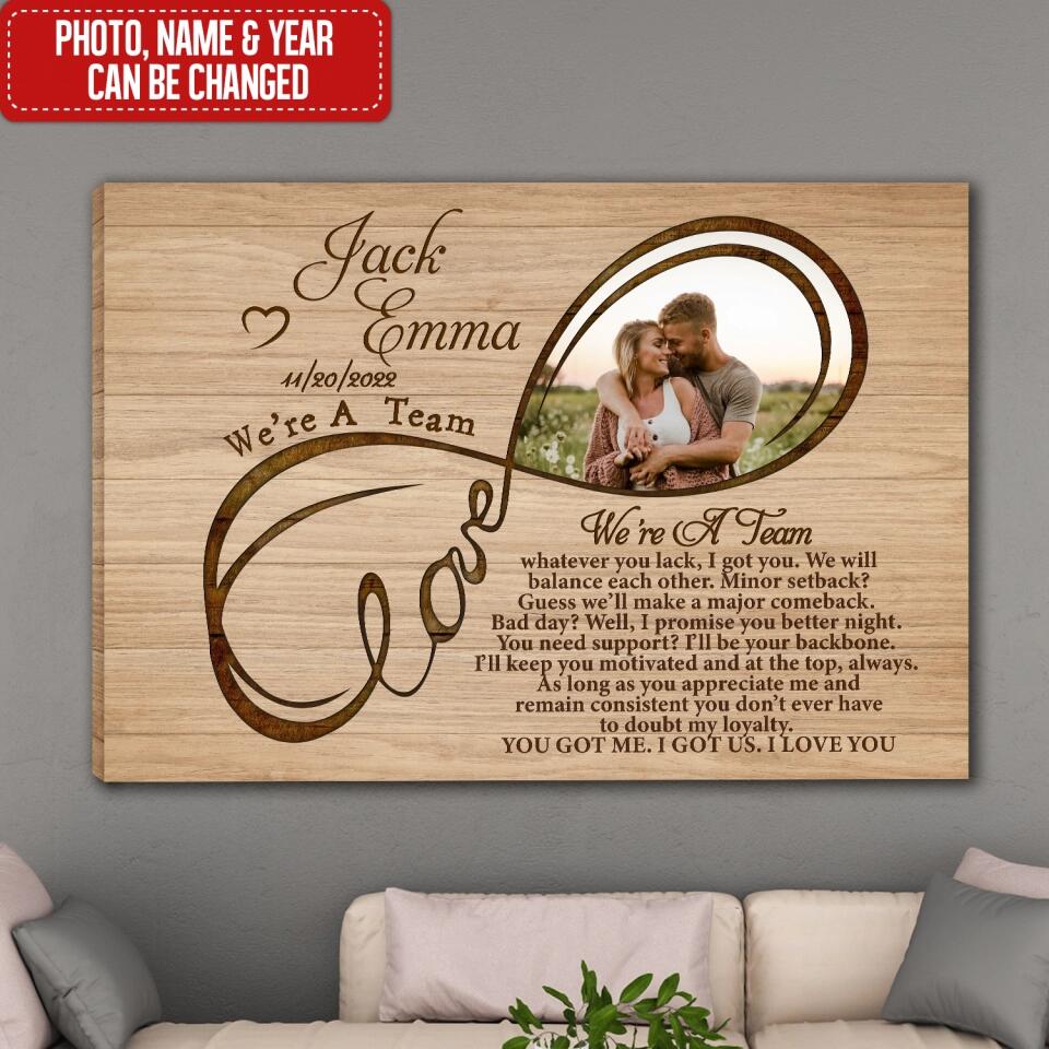 We're A Team - Personalized Couple Canvas Print - Couple Canvas Wall Art - Wall Decor for Couples Bedroom