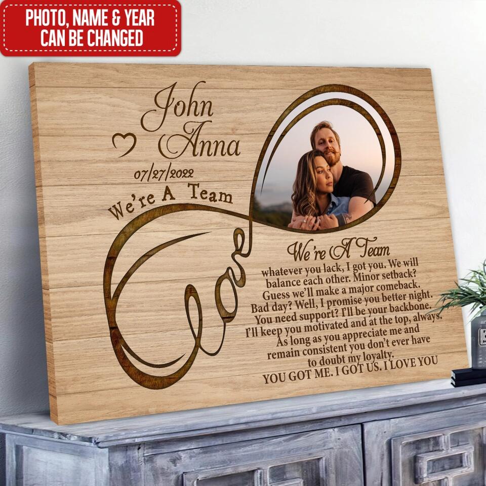 We're A Team - Personalized Couple Canvas Print - Couple Canvas Wall Art - Wall Decor for Couples Bedroom