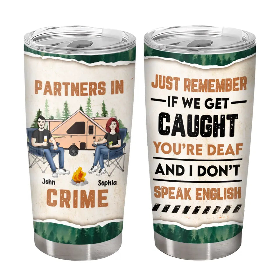 Partners In Crime - Personalized Camping Tumbler - Camping Life - Happy Campers - Camping Gift