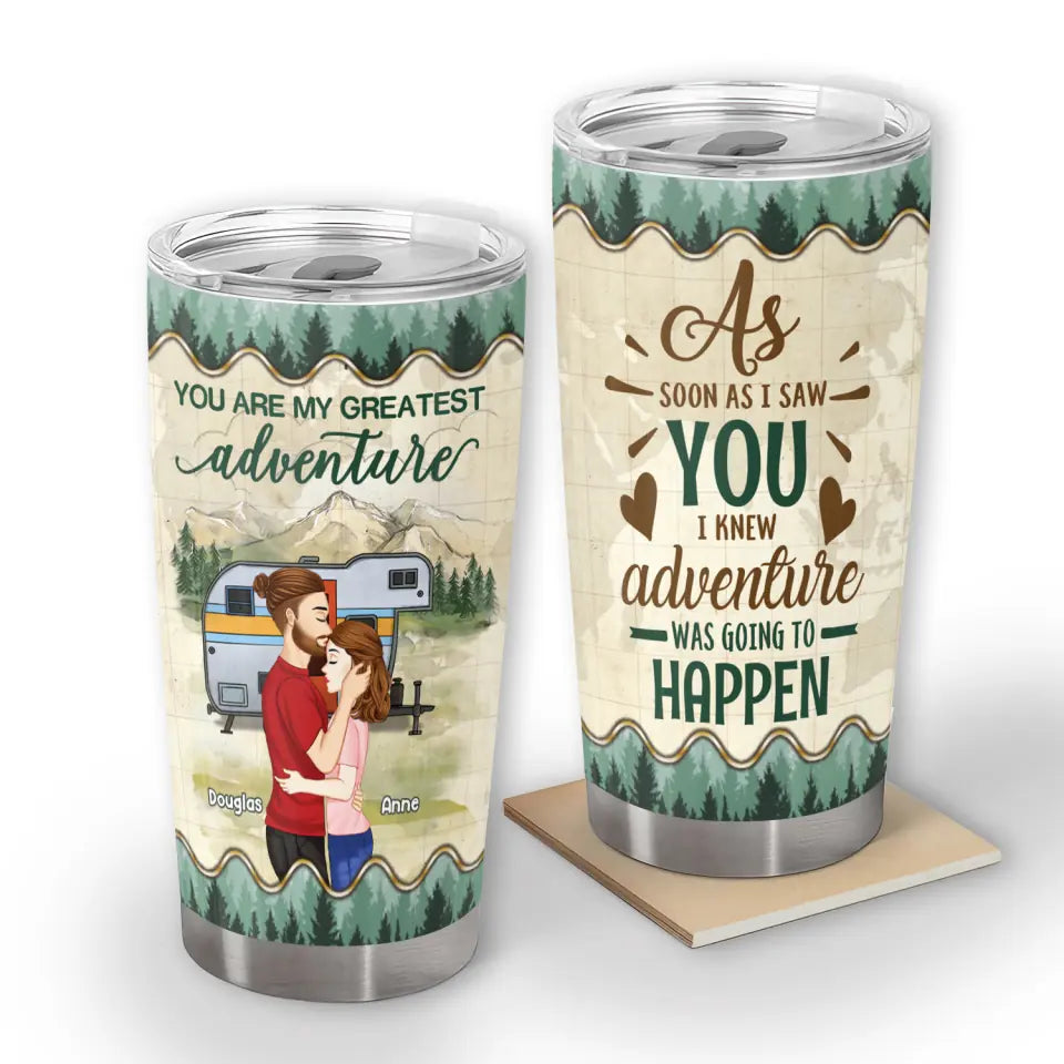 Personalized You Are My Greatest Adventure Tumbler Cup Anniversary , Valentin&#39;s Day - Gift For Husband, Wife, Girlfriend, Boyfriend