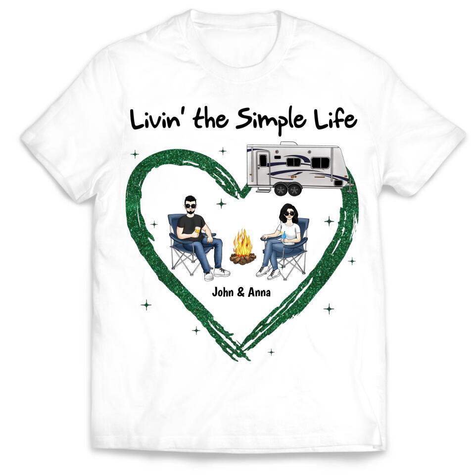 Living The Simple Life - Personalized Camping Shirt - Happy Camper - Camping Life - Valentine Shirt - Valentine Gift