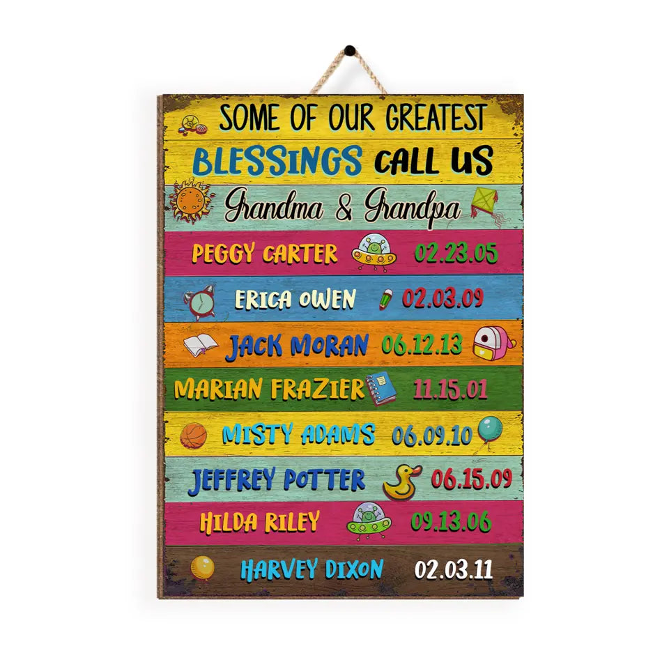 Grandparents Sign with Names, Grandchildren Sign with Name - Personalized 1 Layer Sign