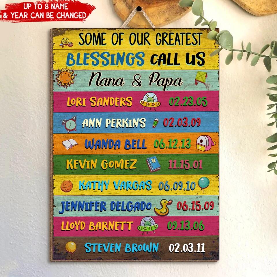 Grandparents Sign with Names, Grandchildren Sign with Name - Personalized 1 Layer Sign