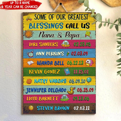 Grandparents Sign with Names, Grandchildren Sign with Name - Personalized 1 Layer Sign