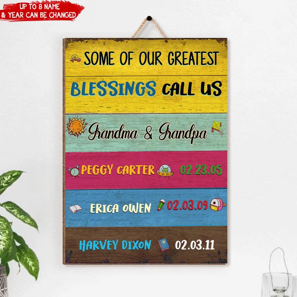 Grandparents Sign with Names, Grandchildren Sign with Name - Personalized 1 Layer Sign