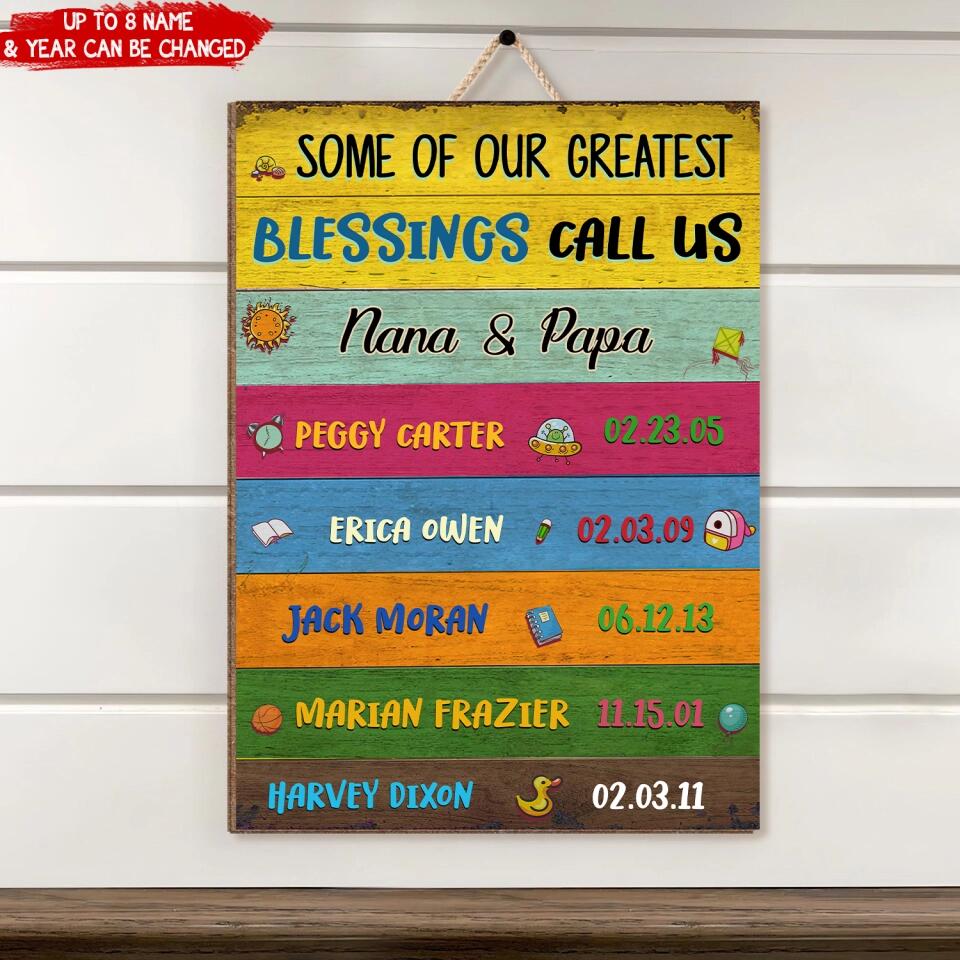 Grandparents Sign with Names, Grandchildren Sign with Name - Personalized 1 Layer Sign