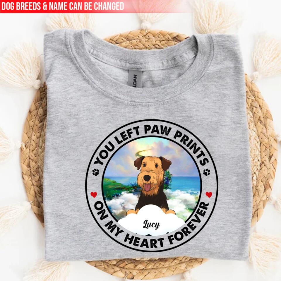 You Left Paw Prints On My Heart Forever - Personalized Dog Lovers Shirt - Loss Of Dog - Personalized Pet Loss Gift