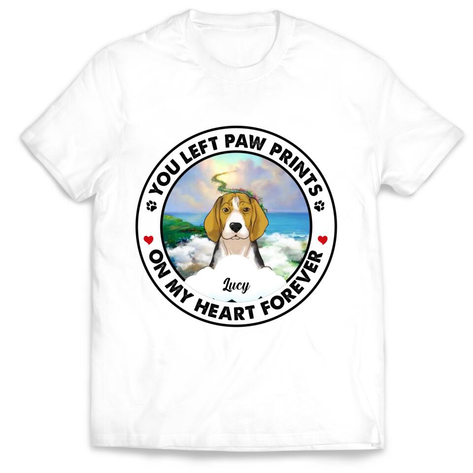 You Left Paw Prints On My Heart Forever - Personalized Dog Lovers Shirt - Loss Of Dog - Personalized Pet Loss Gift
