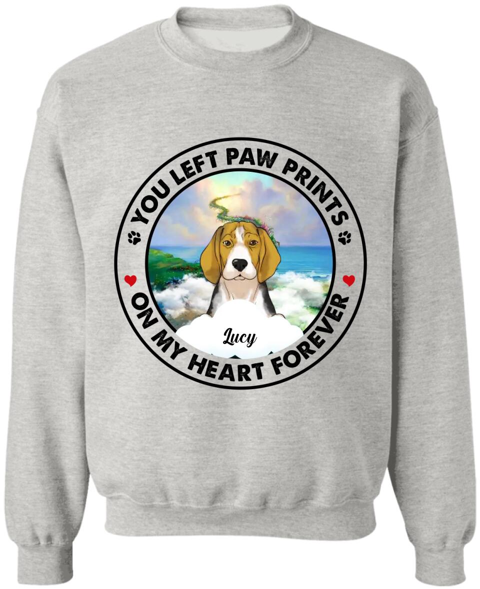 You Left Paw Prints On My Heart Forever - Personalized Dog Lovers Shirt - Loss Of Dog - Personalized Pet Loss Gift
