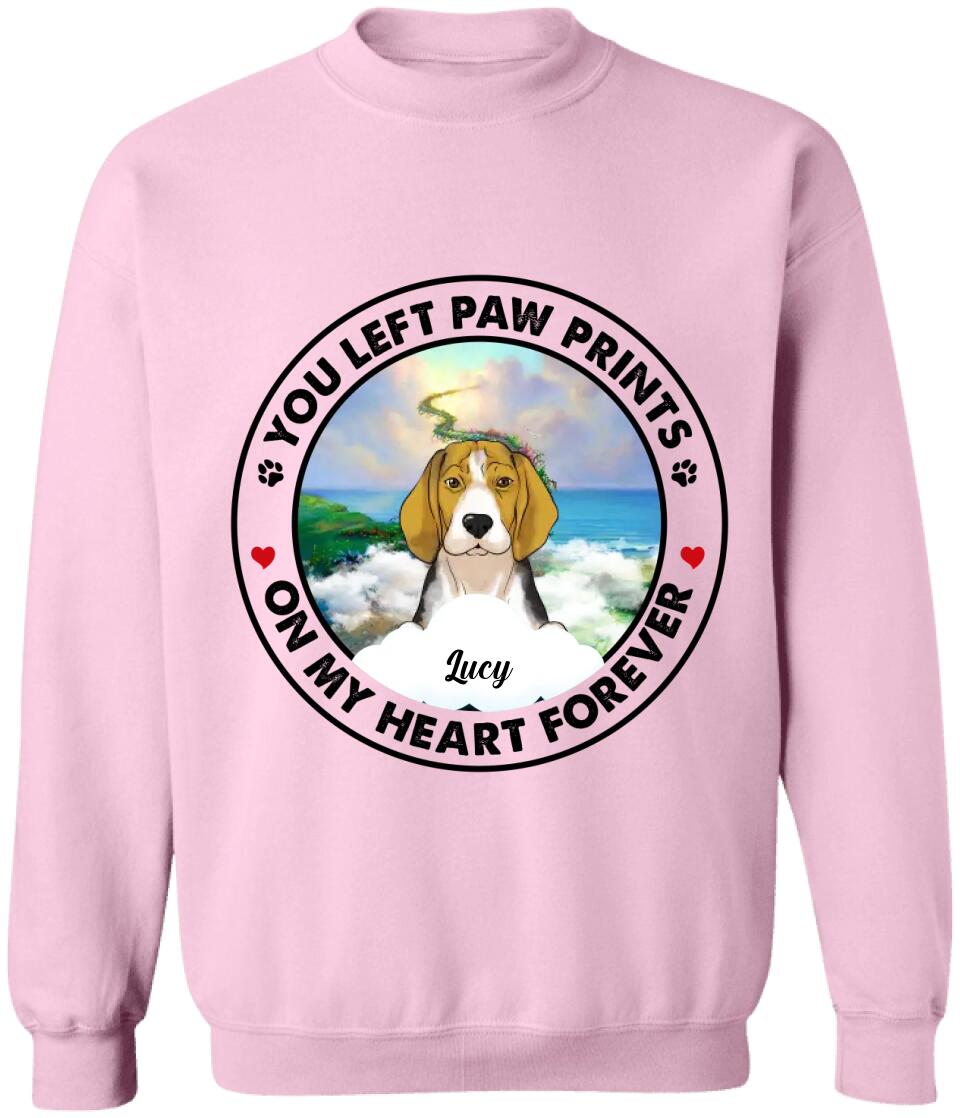 You Left Paw Prints On My Heart Forever - Personalized Dog Lovers Shirt - Loss Of Dog - Personalized Pet Loss Gift