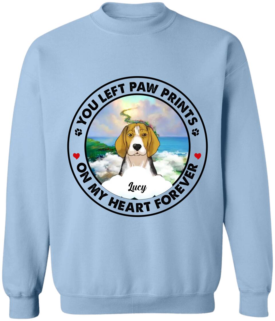 You Left Paw Prints On My Heart Forever - Personalized Dog Lovers Shirt - Loss Of Dog - Personalized Pet Loss Gift