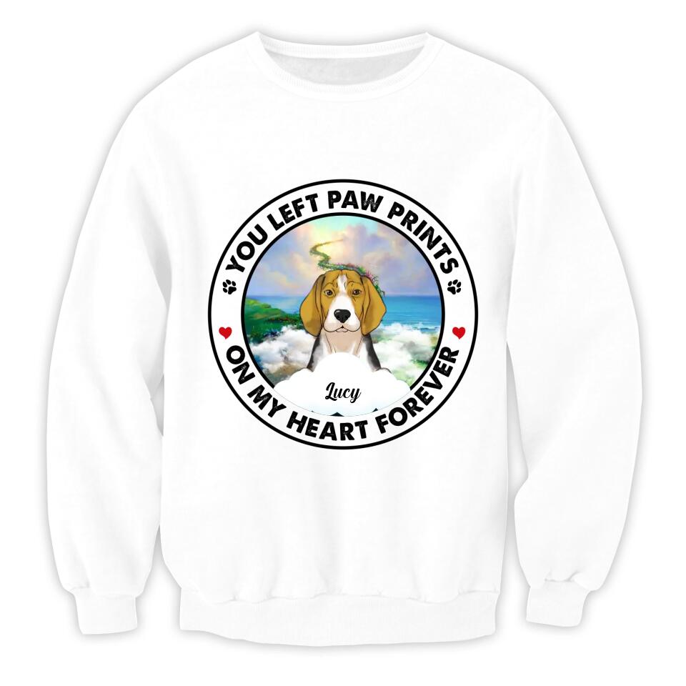 You Left Paw Prints On My Heart Forever - Personalized Dog Lovers Shirt - Loss Of Dog - Personalized Pet Loss Gift