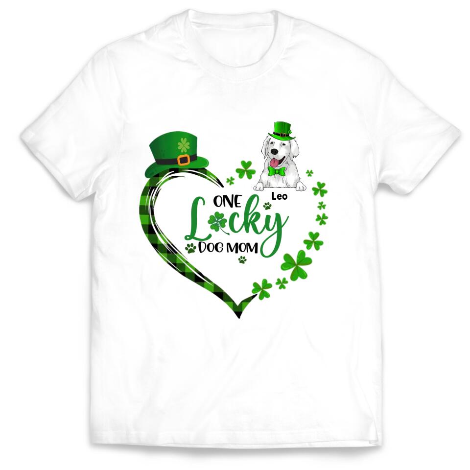 One Lucky Dog Mom - Personalized T-shirt, Gift For Dog Lover