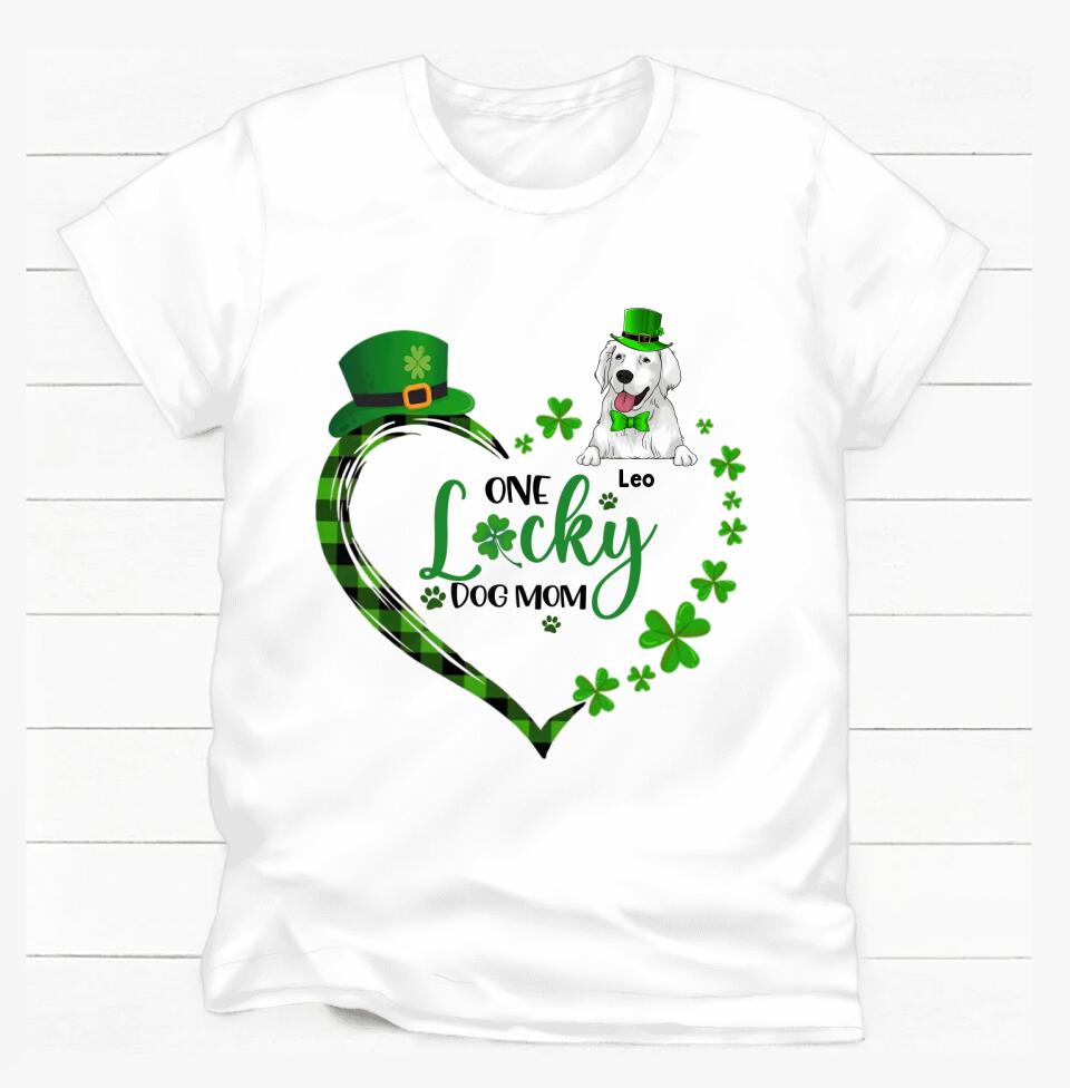 One Lucky Dog Mom - Personalized T-shirt, Gift For Dog Lover