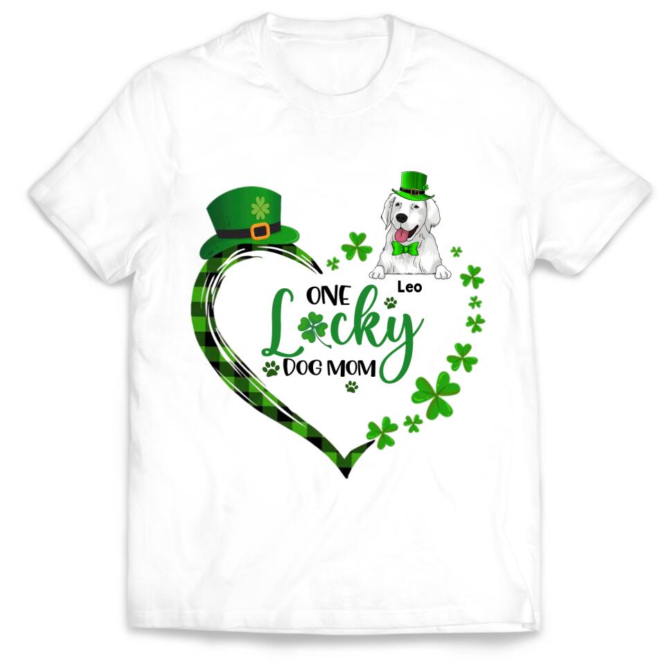 One Lucky Dog Mom - Personalized T-shirt, Gift For Dog Lover