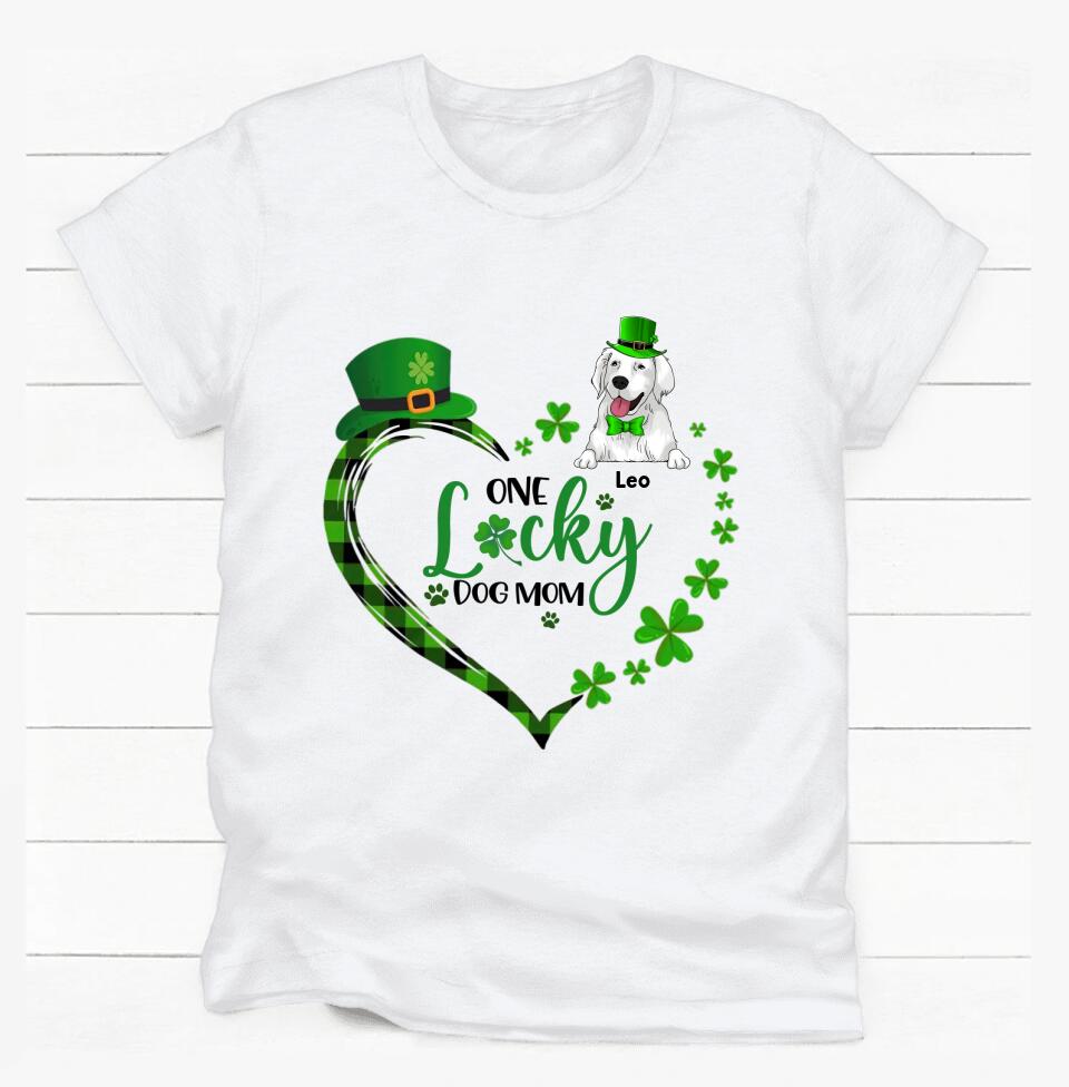 One Lucky Dog Mom - Personalized T-shirt, Gift For Dog Lover