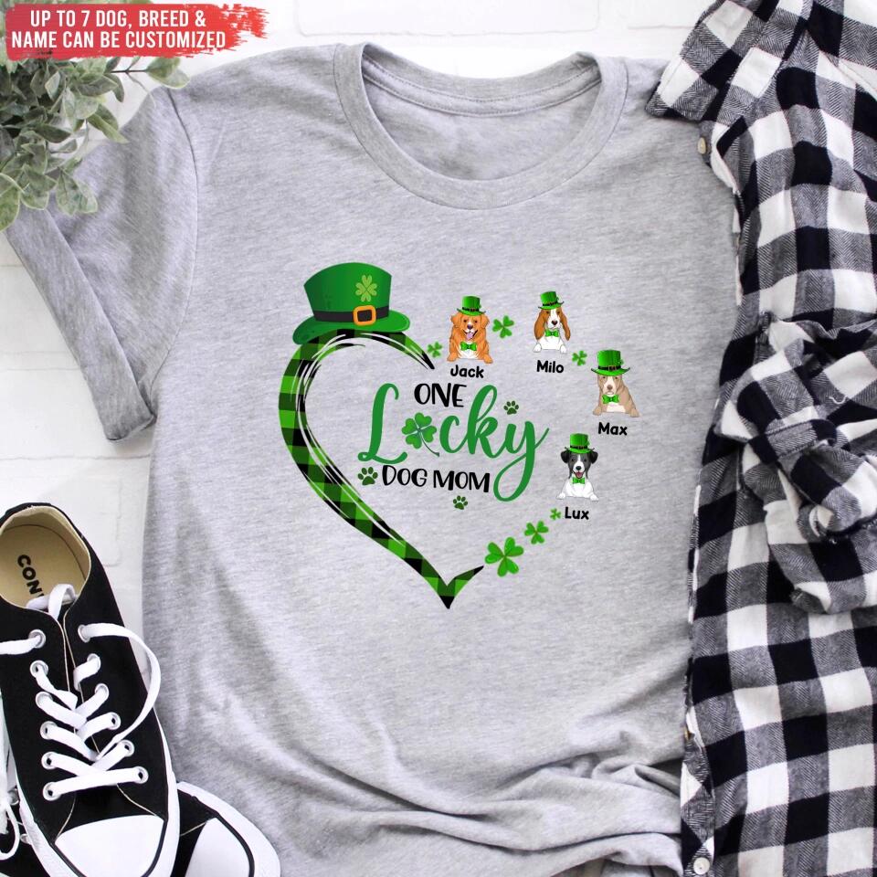 One Lucky Dog Mom - Personalized T-shirt, Gift For Dog Lover
