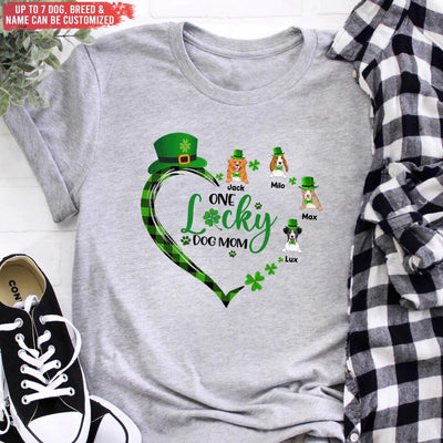 One Lucky Dog Mom - Personalized T-shirt, Gift For Dog Lover