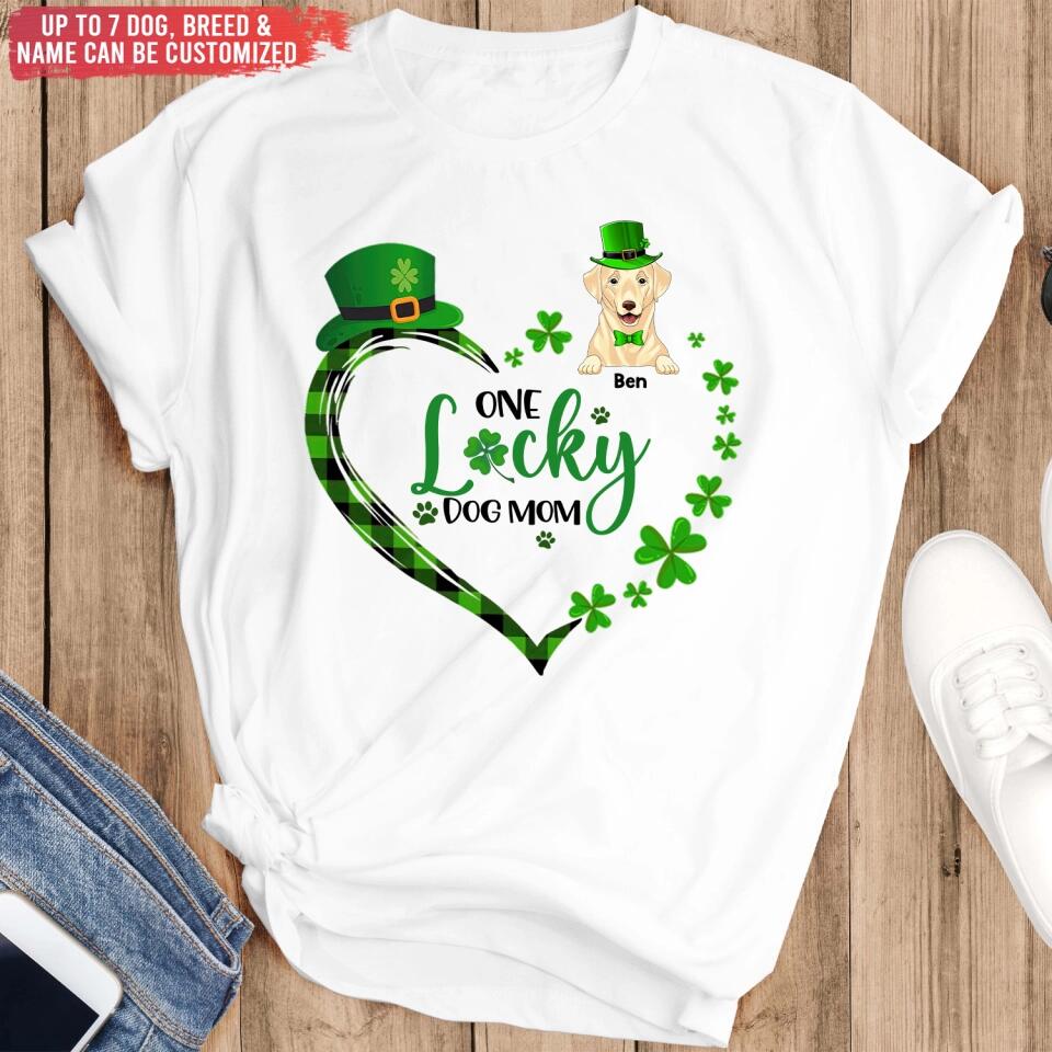 One Lucky Dog Mom - Personalized T-shirt, Gift For Dog Lover