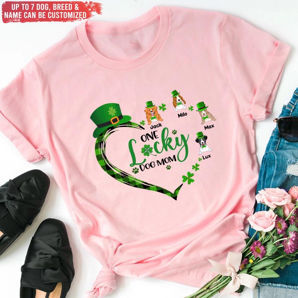 One Lucky Dog Mom - Personalized T-shirt, Gift For Dog Lover